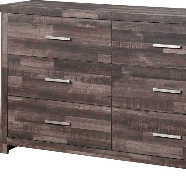 Homeroots 60" Dark Brown Solid And Manufactured Wood Six Drawer Double Dresser  Solid And Manufactured Wood 485998