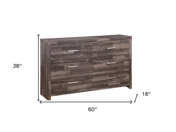 Homeroots 60" Dark Brown Solid And Manufactured Wood Six Drawer Double Dresser  Solid And Manufactured Wood 485998