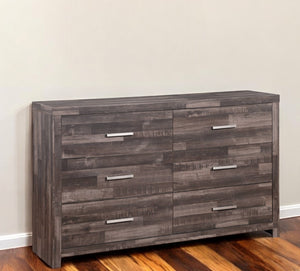Homeroots 60" Dark Brown Solid And Manufactured Wood Six Drawer Double Dresser  Solid And Manufactured Wood 485998