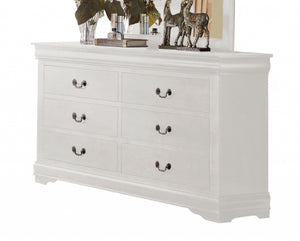 Homeroots 57" White Solid Wood Six Drawer Double Dresser  Solid Wood 485999
