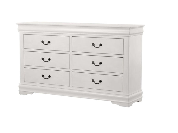 Homeroots 57" White Solid Wood Six Drawer Double Dresser  Solid Wood 485999