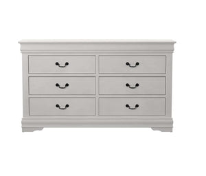 Homeroots 57" White Solid Wood Six Drawer Double Dresser  Solid Wood 485999