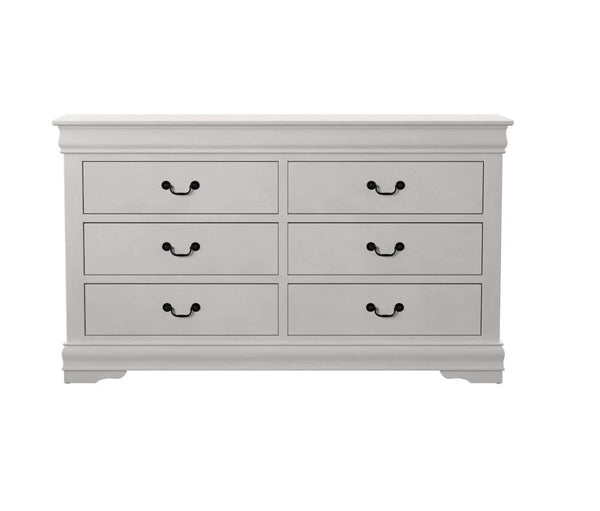 Homeroots 57" White Solid Wood Six Drawer Double Dresser  Solid Wood 485999