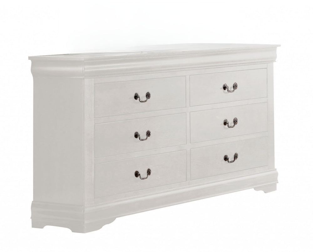 Homeroots 57" White Solid Wood Six Drawer Double Dresser  Solid Wood 485999