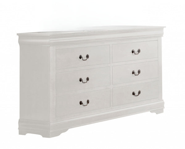 Homeroots 57" White Solid Wood Six Drawer Double Dresser  Solid Wood 485999