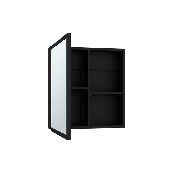 English Elm Medicine Cabinet Clayton Black with Mirrored Door, Space-Saving Engineered Wood, 4 Shelves Organize Bathroom 27.17x24.8x4.33 inches B092P238726