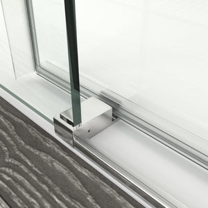 English Elm 56" Frameless Sliding Shower Door Tempered Glass Soft Close Matte Hardware Alcove Fit Chrome W1920P385327