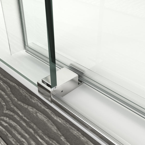 English Elm 56" Frameless Sliding Shower Door Tempered Glass Soft Close Matte Hardware Alcove Fit Chrome W1920P385327