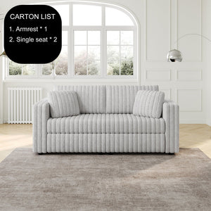 English Elm 75.6" Soft Modular 2-person Sofa with Removable Zippered Cushions for Easy Deep Cleaning and Comfort Light Gray W1767S00007