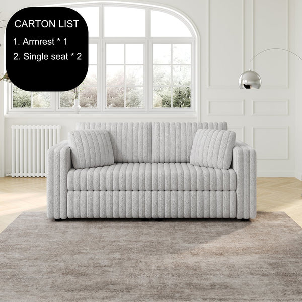 English Elm 75.6" Soft Modular 2-person Sofa with Removable Zippered Cushions for Easy Deep Cleaning and Comfort Light Gray W1767S00007