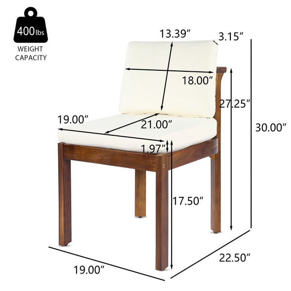 English Elm Acacia Wood Outdoor Dining Chairs Set of 2 Sculpted Patio Seating with Cushions Brown,Cream N768P373124B