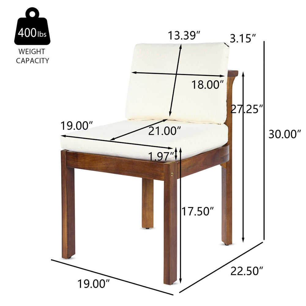 English Elm Acacia Wood Outdoor Dining Chairs Set of 4 Sculpted Back Patio Seating Brown,Cream N768P373124B_4