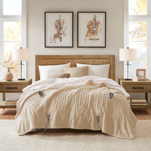 JLA Home Woolrich - Blanket Woolrich heated with Secure Comfort Technology, dual-sided plush, 20-temp control, 5-yr warranty Tan WR54-1750