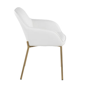 English Elm Daniella Contemporary Dining Chair Set Of 2 - Gold Metal & White Faux Leather, Modern Elegance B202S01329
