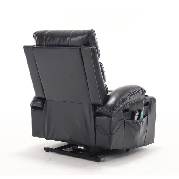 English Elm 21"seat Large Electric Power Lift Recliner Chair with 8-Point Vibration Massage, Lumbar Heat, Remote Control Black 29.52 L x 26.77 W x 20.47 H W2297P264017