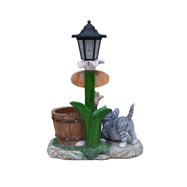 English Elm Labrador Solar Garden Statue with Led Glow and Built-in Succulent Planter Basin W5398P464241