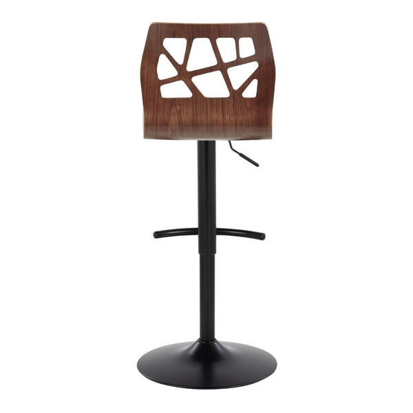 English Elm Adjustable Swivel Barstools Mid-century Metal and Walnut Base Set of 2 for Kitchen B202S02180