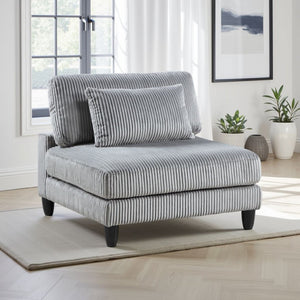 English Elm Mear Modular Armless Accent Chair Gray Corduroy Upholstery with Black Wood Legs B056P412638