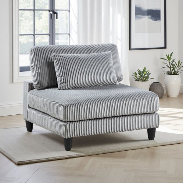 English Elm Mear Modular Armless Accent Chair Gray Corduroy Upholstery with Black Wood Legs B056P412638