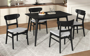English Elm [video] Mid-century Modern Rubberwood Dining Set Seats Four with Upholstered Chairs N759S001001E