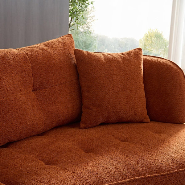 English Elm Wks7c Curved Modular Sofa Solid Wood Frame Fabric Upholstery Seats 4 Living Room Orange W2085S00060