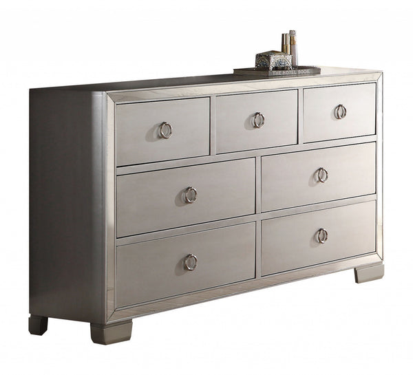 Homeroots 57" Platinum Solid And Manufactured Wood Seven Drawer Triple Dresser  Solid And Manufactured Wood 486000