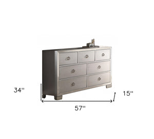 Homeroots 57" Platinum Solid And Manufactured Wood Seven Drawer Triple Dresser  Solid And Manufactured Wood 486000