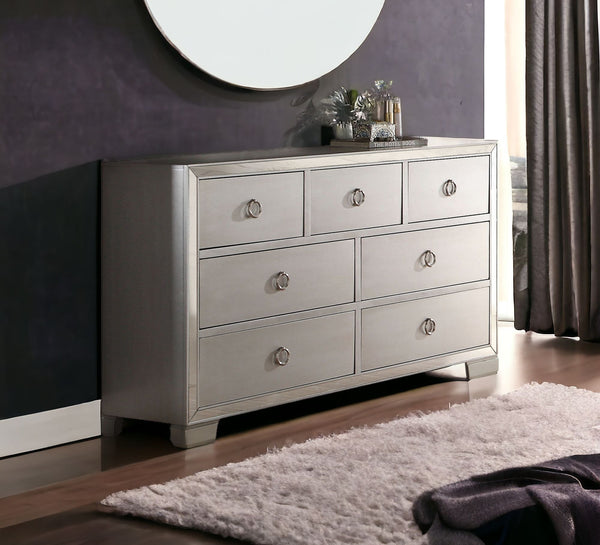 Homeroots 57" Platinum Solid And Manufactured Wood Seven Drawer Triple Dresser  Solid And Manufactured Wood 486000