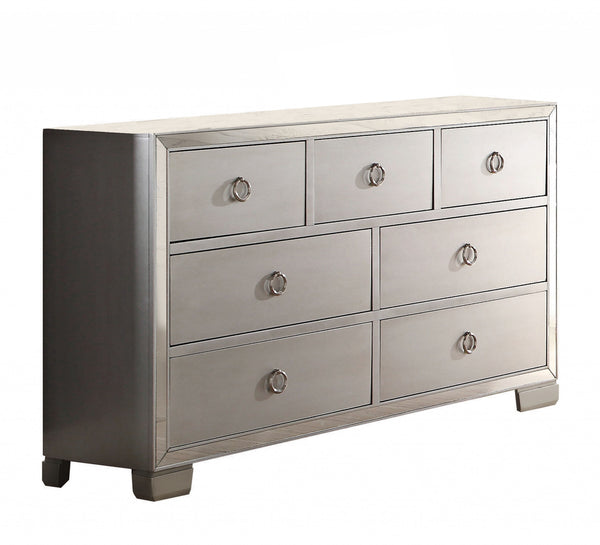Homeroots 57" Platinum Solid And Manufactured Wood Seven Drawer Triple Dresser  Solid And Manufactured Wood 486000