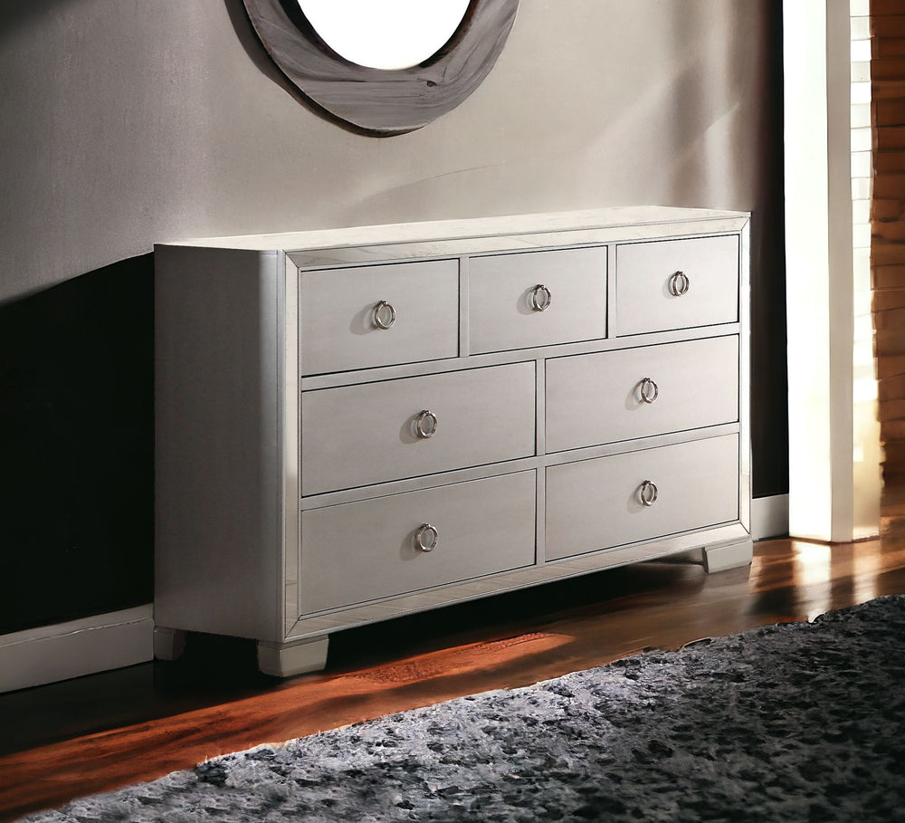 Homeroots 57" Platinum Solid And Manufactured Wood Seven Drawer Triple Dresser  Solid And Manufactured Wood 486000