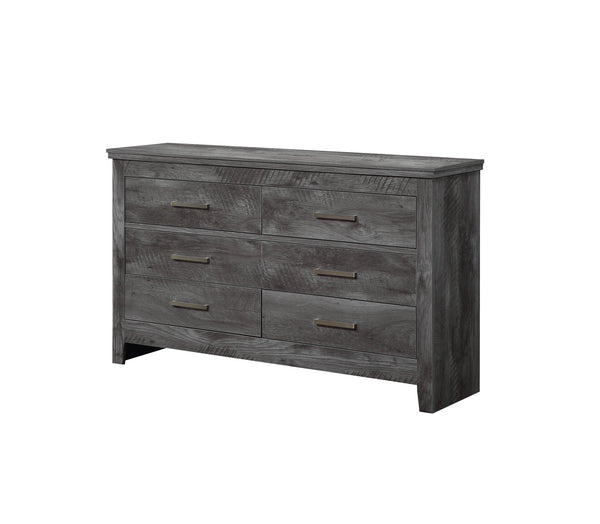 Homeroots 57" Gray Solid And Manufactured Wood Six Drawer Double Dresser  Solid And Manufactured Wood 486001