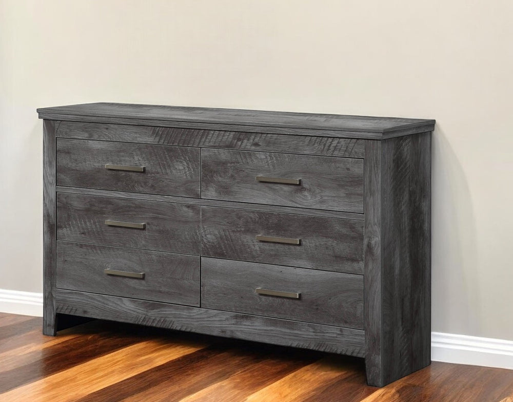 Homeroots 57" Gray Solid And Manufactured Wood Six Drawer Double Dresser  Solid And Manufactured Wood 486001