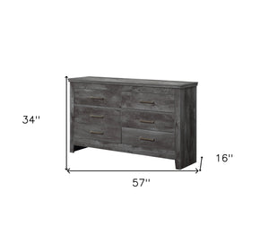 Homeroots 57" Gray Solid And Manufactured Wood Six Drawer Double Dresser  Solid And Manufactured Wood 486001