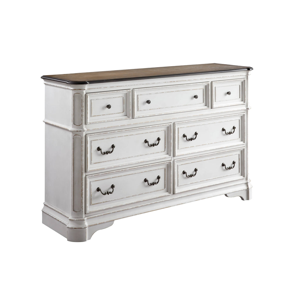 Homeroots 64" Brown And White Solid And Manufactured Wood Seven Drawer Triple Dresser  Solid And Manufactured Wood 486002