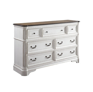 Homeroots 64" Brown And White Solid And Manufactured Wood Seven Drawer Triple Dresser  Solid And Manufactured Wood 486002