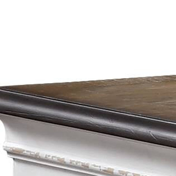 Homeroots 64" Brown And White Solid And Manufactured Wood Seven Drawer Triple Dresser  Solid And Manufactured Wood 486002