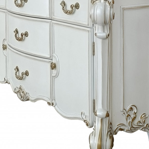 Homeroots 71" Pearl Solid And Manufactured Wood Five Drawer Triple Dresser  Solid And Manufactured Wood 486003