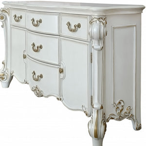Homeroots 71" Pearl Solid And Manufactured Wood Five Drawer Triple Dresser  Solid And Manufactured Wood 486003