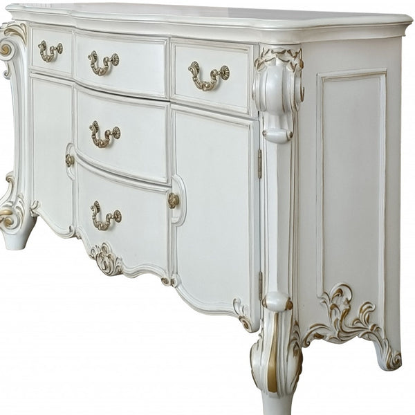 Homeroots 71" Pearl Solid And Manufactured Wood Five Drawer Triple Dresser  Solid And Manufactured Wood 486003