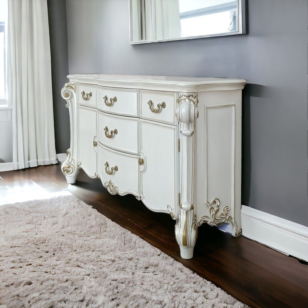 Homeroots 71" Pearl Solid And Manufactured Wood Five Drawer Triple Dresser  Solid And Manufactured Wood 486003