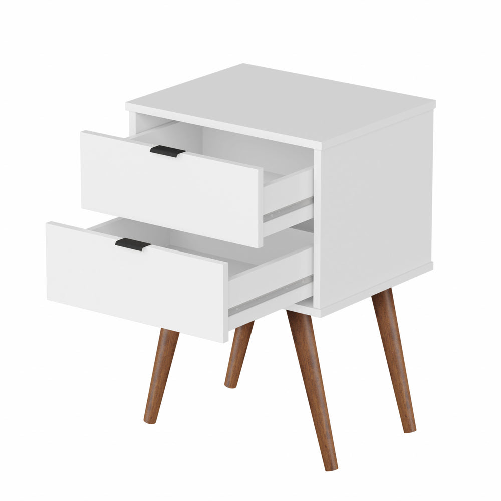 Homeroots 18" White Manufactured Wood Rectangular End Table With Two Drawers   486004