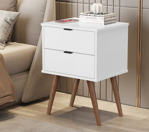 Homeroots 18" White Manufactured Wood Rectangular End Table With Two Drawers   486004