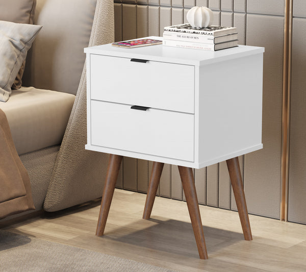 Homeroots 18" White Manufactured Wood Rectangular End Table With Two Drawers   486004