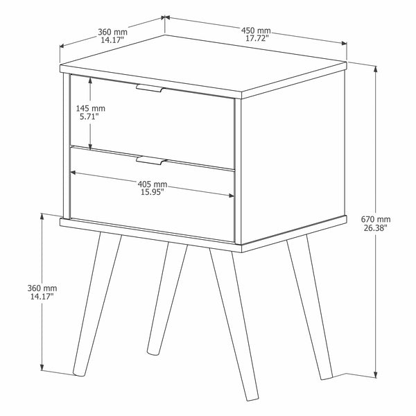 Homeroots 18" White Manufactured Wood Rectangular End Table With Two Drawers   486004