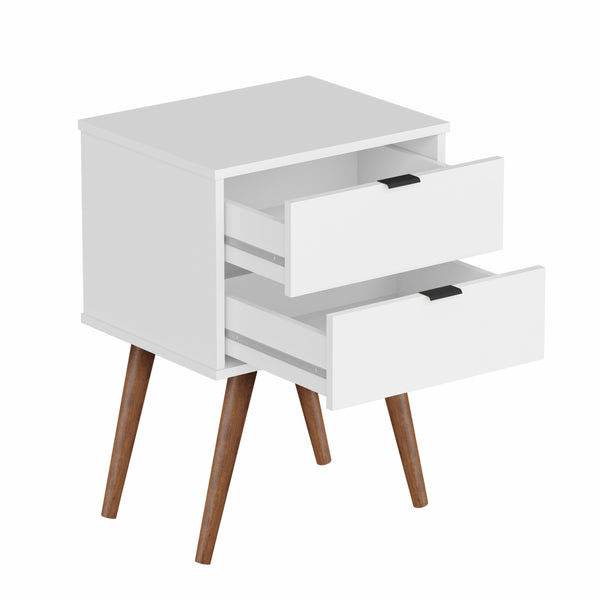 Homeroots 18" White Manufactured Wood Rectangular End Table With Two Drawers   486004