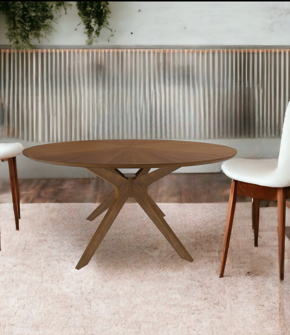 Homeroots 59" Brown Rounded Pedestal Base Dining Table   486014