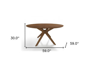 Homeroots 59" Brown Rounded Pedestal Base Dining Table   486014