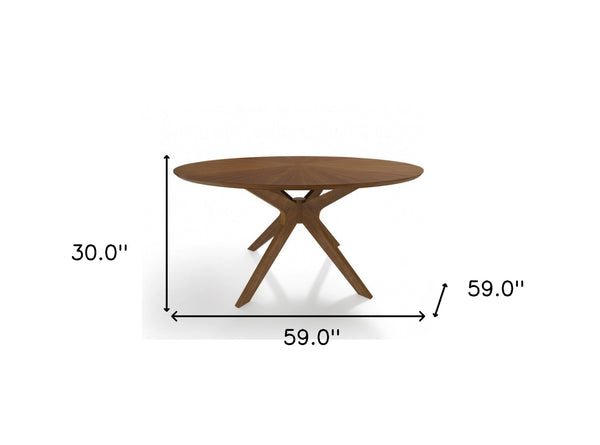 Homeroots 59" Brown Rounded Pedestal Base Dining Table   486014