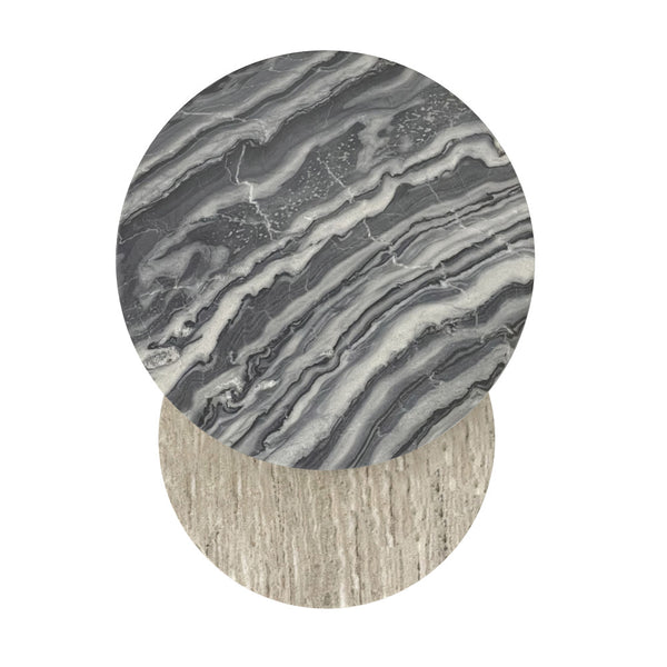 English Elm Ashley Gold Marble 2-Piece Nesting Tables Set — Handcrafted Iron Base, Dual Grey & Natural Tops, End/Side B136P203465