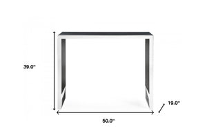 Homeroots 50" Black And Silver Rectangular High Top Bar Table   486016
